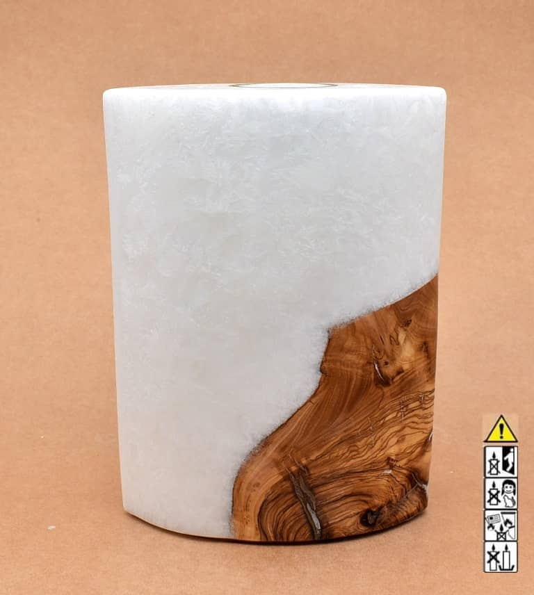 Kerze mit Holz Individuelle, perönliche Hochzeitskerze  Oval Kanten spitz  mit Teelicht im Kerzen online Shop für Hochzeiten bestellen, günstig kaufen.