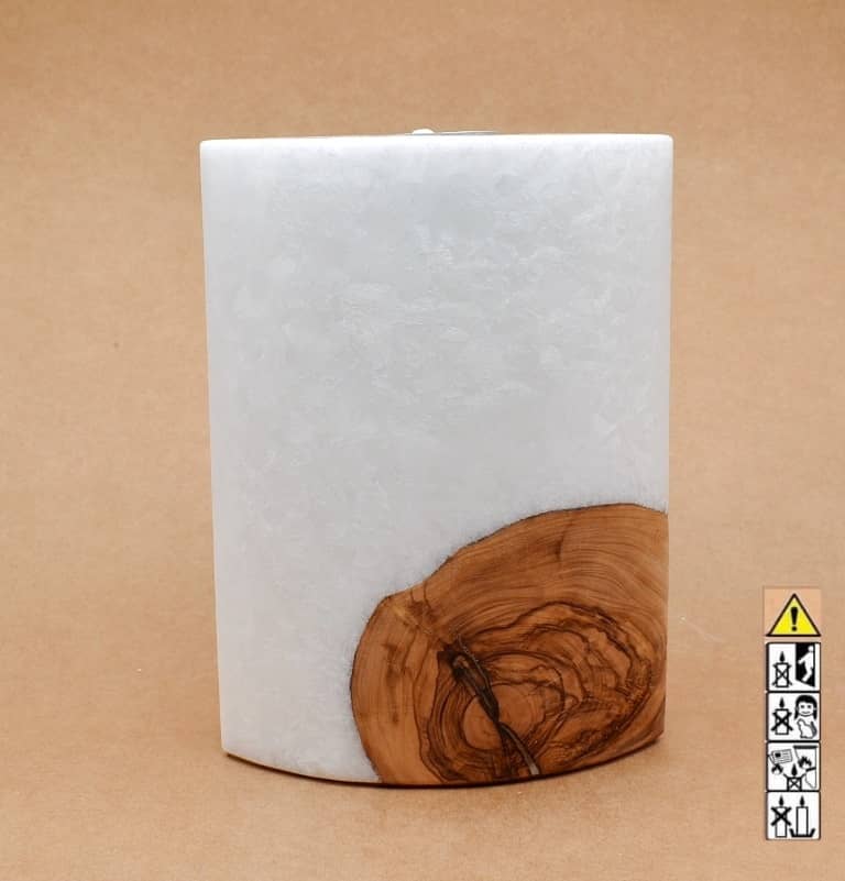 Kerze mit Holz Individuelle, perönliche Hochzeitskerze  Oval Kanten spitz  mit Teelicht im Kerzen online Shop für Hochzeiten bestellen, günstig kaufen.