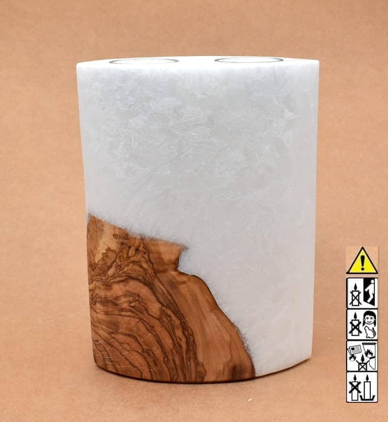 Kerze mit Holzelement, Individuelle, persönliche Hochzeitskerze  Holzkerze, Rund Stearinoptik, Hochzeitskerze mit Teelicht im Kerzen online Shop für Hochzeiten bestellen, günstig kaufen.