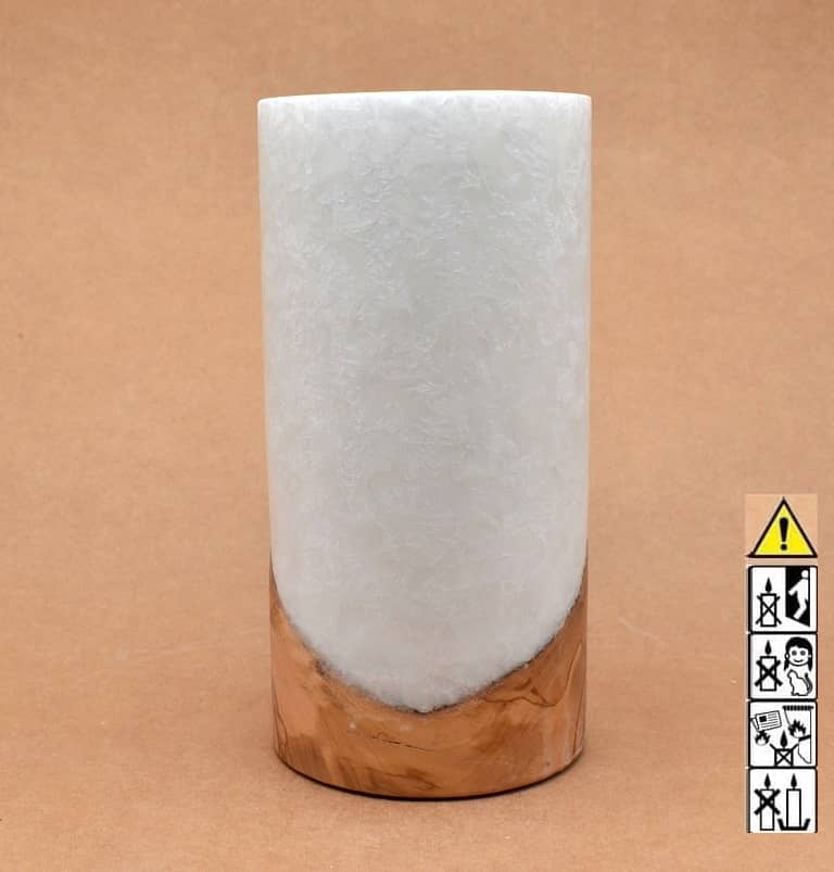 Kerze mit Holz Unikat Rund 100 x 200 mm mit Teelicht Nr.: 5