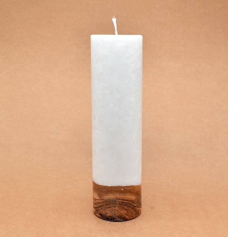 Kerze mit Holz Unikat Rund 70 x 250 mm mit Docht Nr.: 3 Kerze mit Holz Unikat Rund 70 x 250 mm mit Docht Nr.: 3