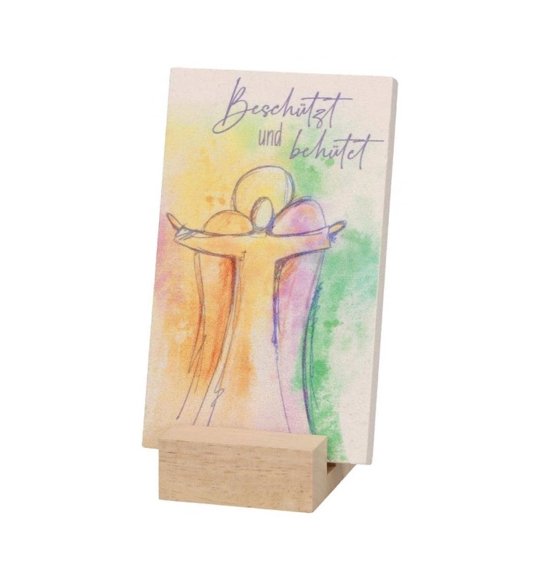 Natursteintafel - Beschützt und behütet 10 x 6 cm