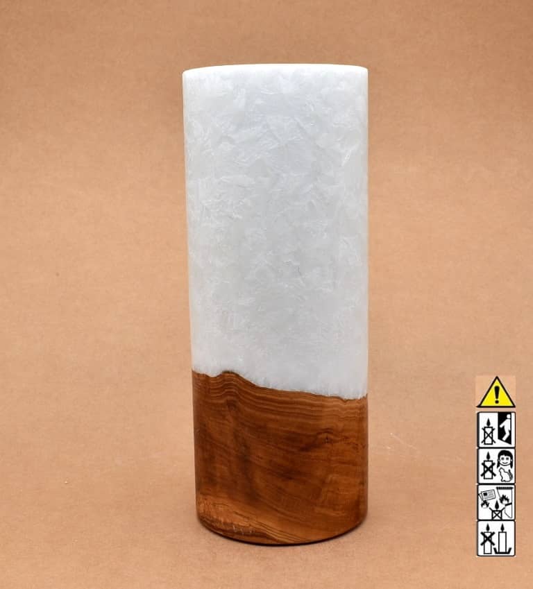 Kerze mit Holz Unikat Rund 100 x 250 mm mit Teelicht Nr.: 1