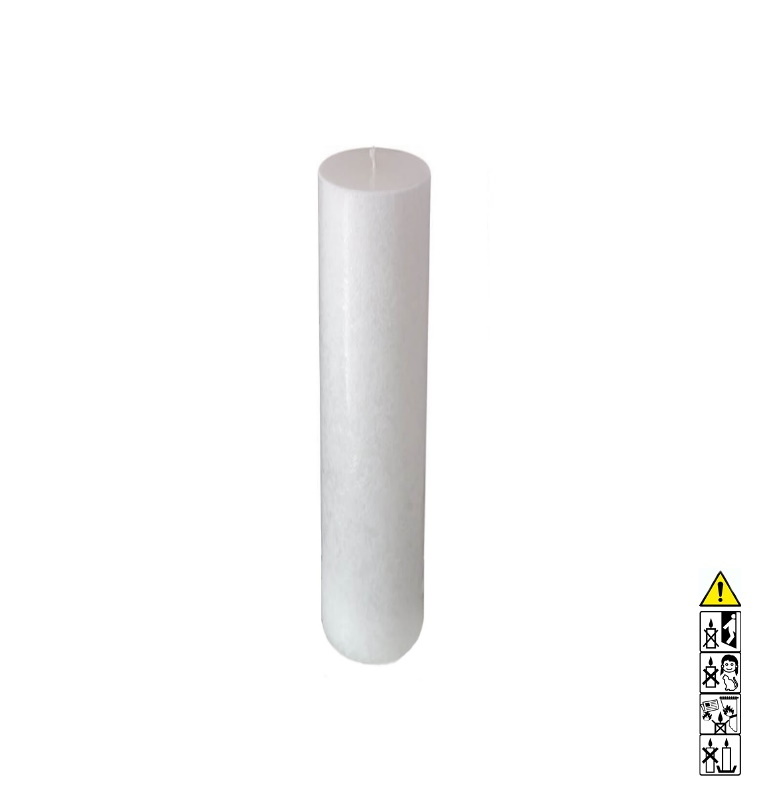 Kerzenrohling Rund Stearin weiß-kristall 60 x 250 mm mit Docht