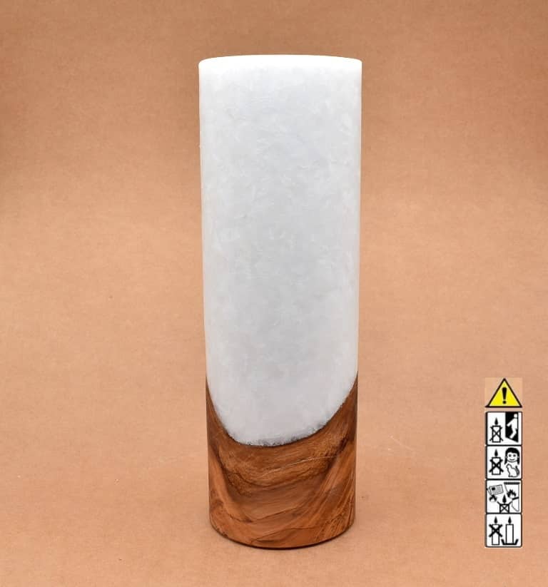 Kerze mit Holz Unikat Rund 100 x 300 mm mit Teelicht Nr.: 2