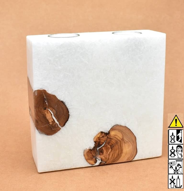 Kerze mit Holz Unikat Quader 70 x 200 x 200 mm 2 x Teelicht Nr.6. Jetzt in unserem Geschenke Onlineshop kaufen.