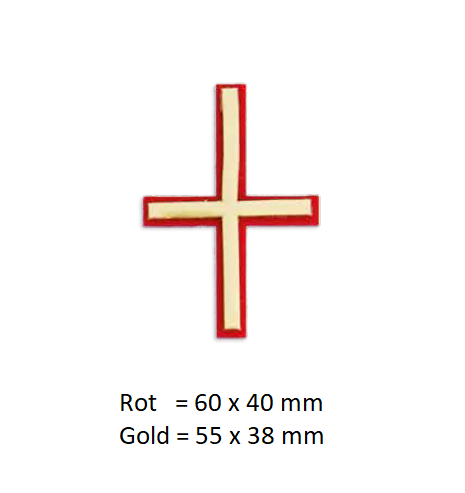 Verzierwachs Kreuz Rot / Gold 60 x 40 mm