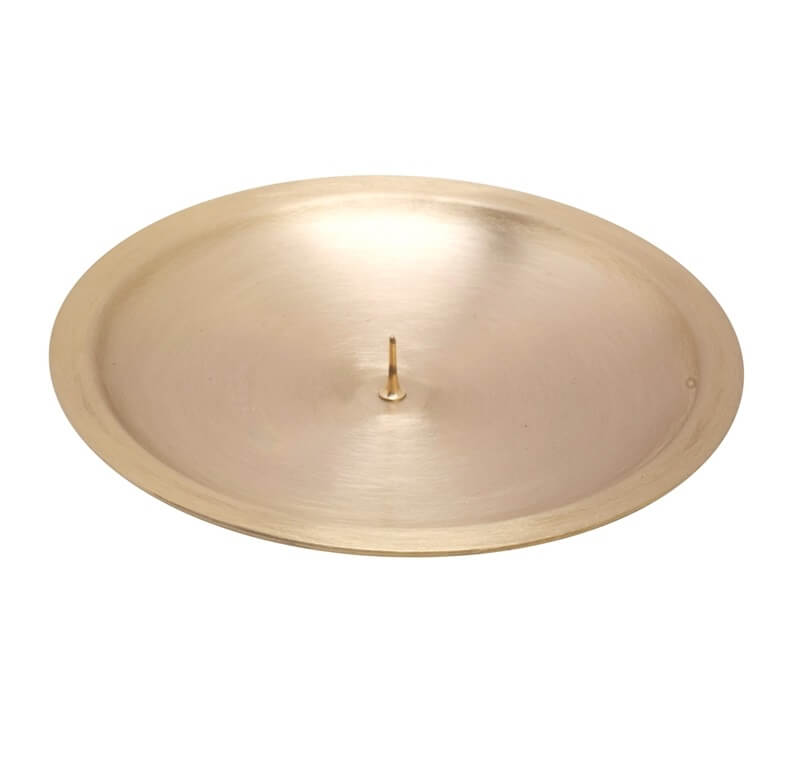 Kerzenteller oder Kerzenhalter kaufen für Ø Innen = 13 cm goldoptik matt mit Dorn  optimal.