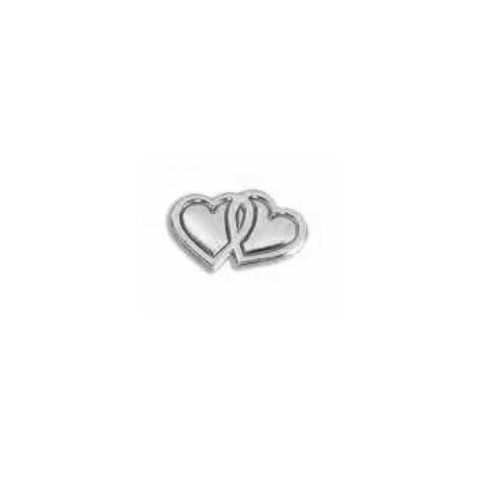 Verzierornamente Doppelherz mittel 27 x 15 mm in Silber Verzierornamente Doppelherz mittel 27 x 15 mm in Silber