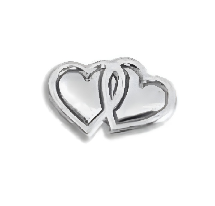 Verzierornamente  Doppelherz mittel 27 x 15 mm in Silber