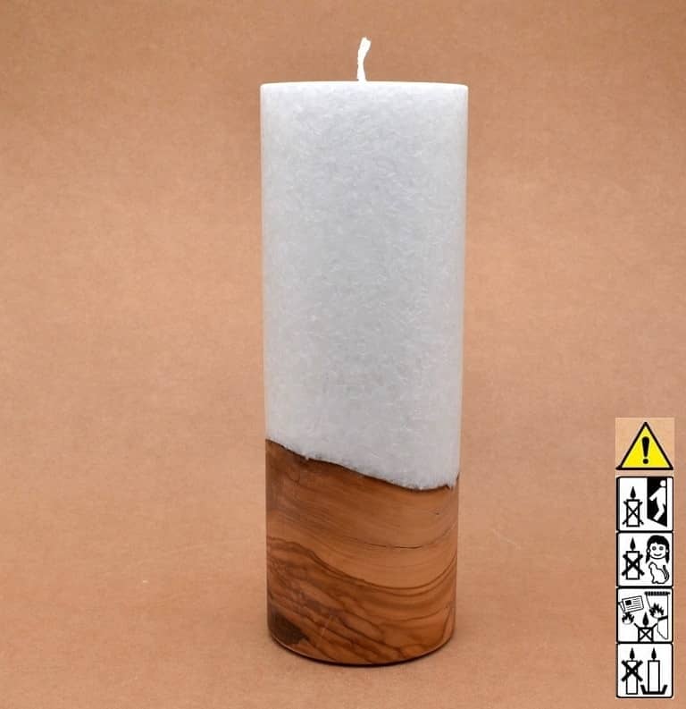 Kerze mit Holzelement, Individuelle, persönliche Hochzeitskerze  Holzkerze, Rund Stearinoptik, Hochzeitskerze mit Teelicht im Kerzen online Shop für Hochzeiten bestellen, günstig kaufen.