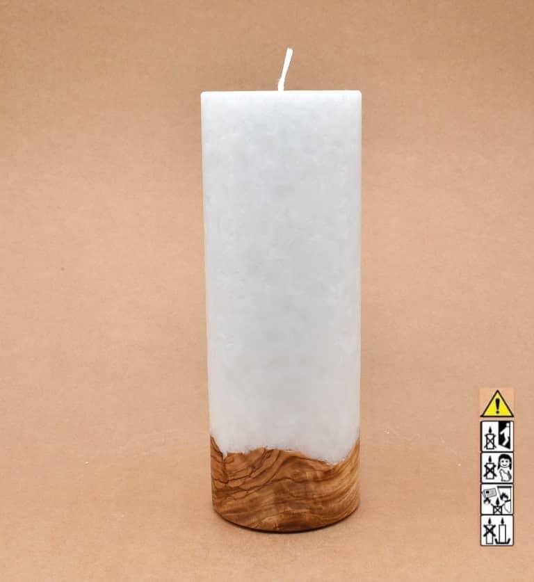 Kerze mit Holzelement, Individuelle, persönliche Hochzeitskerze  Holzkerze, Rund Stearinoptik, Hochzeitskerze mit Teelicht im Kerzen online Shop für Hochzeiten bestellen, günstig kaufen.