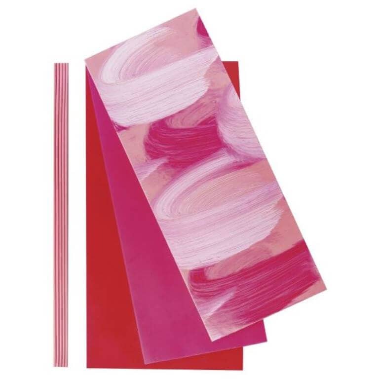 Basteln mit Wachsmotive, Verzierwachs und Verzierwachsplatten 4er Sortiment (pink Töne) 20 x 6,5 cm 