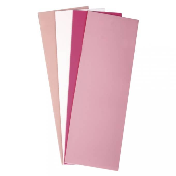 Basteln mit Wachsmotive, Verzierwachs und Verzierwachsplatten 4er Sortiment (Rosa-Töne) 20 x 6,5 cm