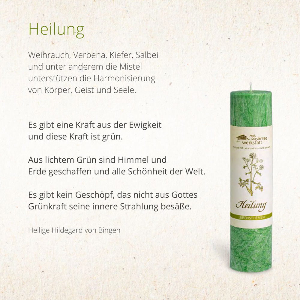 Allgäuer Heilkräuterkerze - Kerzen Lebensthemen - Heilung in grün in unserem Kerzen Online Shop kaufen Allgäuer Heilkräuterkerze - Kerzen Lebensthemen - Heilung in grün in unserem Kerzen Online Shop kaufen