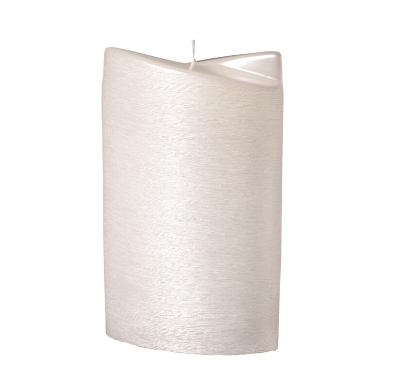 Mit hochwertigen Kerzenrohling Ellipse 2-flügige abgeschrägt 190 x 120 x 70 mm Perlmutt weiß quer gebürstet bastelt