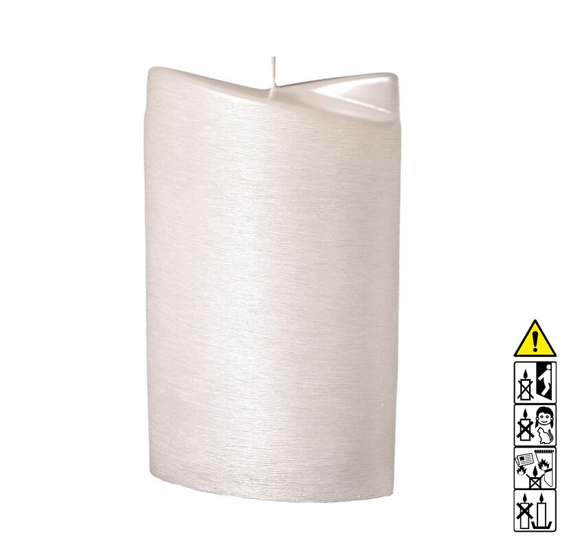 Kerzenrohling Ellipse 2-flügige abgeschrägt Perlmutt weiß quer gebürstet Mit hochwertigen Kerzenrohling Ellipse 2-flügige abgeschrägt 190 x 120 x 70 mm Perlmutt weiß quer gebürstet bastelt