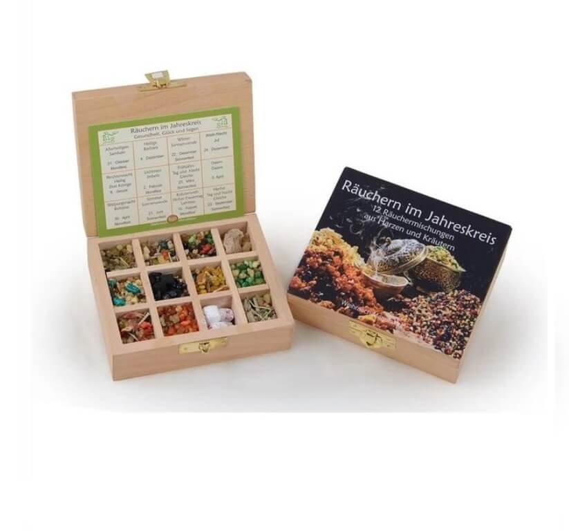 Räucherkasten Räuchern im Jahreskreis Räucherkasten Räuchern im Jahreskreis. 12 Sorten Räucherwerk mit Beschreibung.