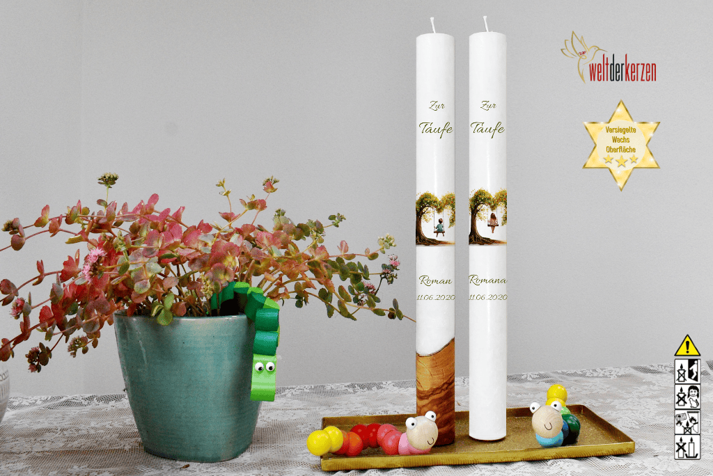 Taufkerze  Ø 4 x 40 cm "Herzbaum" Taufkerze  Ø 4 x 40 cm "Herzbaum"