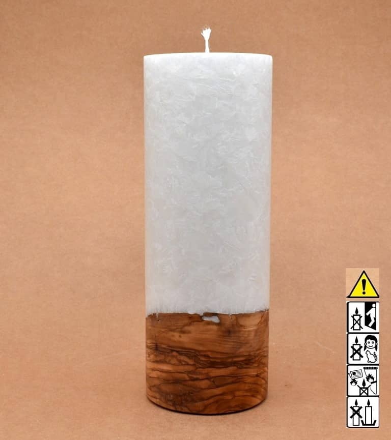 Kerze mit Holzelement, Individuelle, persönliche Hochzeitskerze  Holzkerze, Rund Stearinoptik, Hochzeitskerze mit Teelicht im Kerzen online Shop für Hochzeiten bestellen, günstig kaufen.