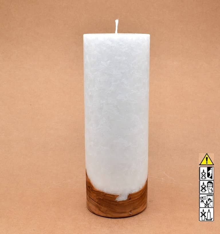 Kerze mit Holzelement, Individuelle, persönliche Hochzeitskerze  Holzkerze, Rund Stearinoptik, Hochzeitskerze mit Teelicht im Kerzen online Shop für Hochzeiten bestellen, günstig kaufen.
