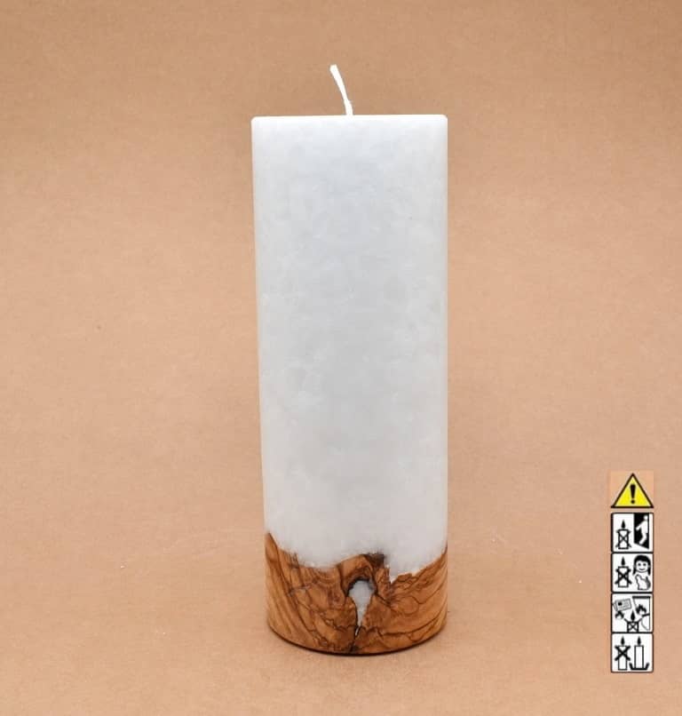 Kerze mit Holzelement, Individuelle, persönliche Hochzeitskerze  Holzkerze, Rund Stearinoptik, Hochzeitskerze mit Teelicht im Kerzen online Shop für Hochzeiten bestellen, günstig kaufen.