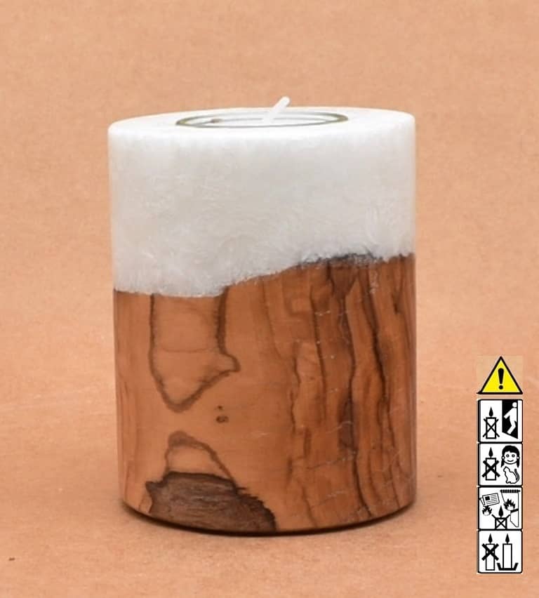 Kerze mit Holz Unikat Rund 80 x 100 mm mit Teelicht Nr.: 5 Kerze mit Holz Unikat Rund 80 x 100 mm mit Teelicht Nr.: 5