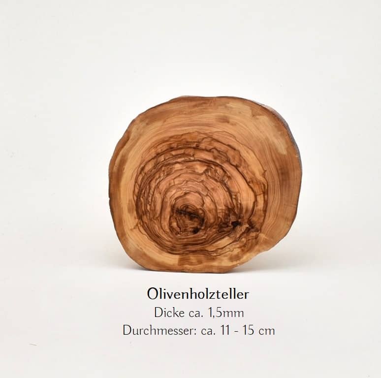Kerzenteller rundlich Olivenholz 11 - 15 cm