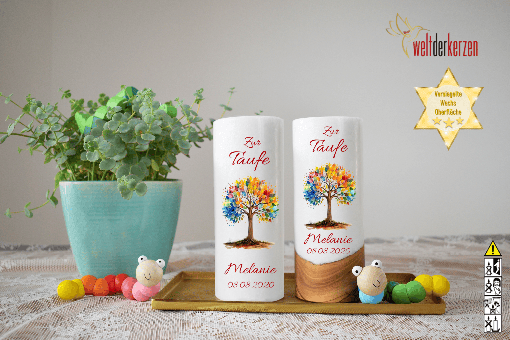 Taufkerze  Ø 8 cm "Lebensbaum" Taufkerze  Ø 8 cm "Lebensbaum"