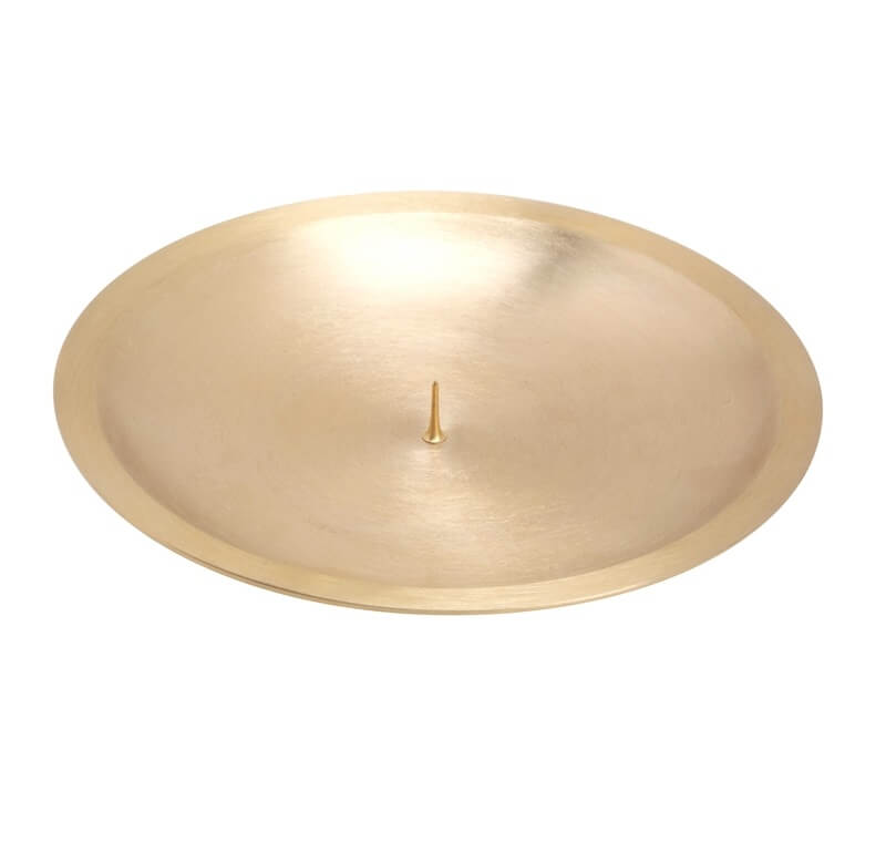 Kerzenteller oder Kerzenhalter kaufen für Ø Innen = 16 cm goldoptik matt mit Dorn  optimal.