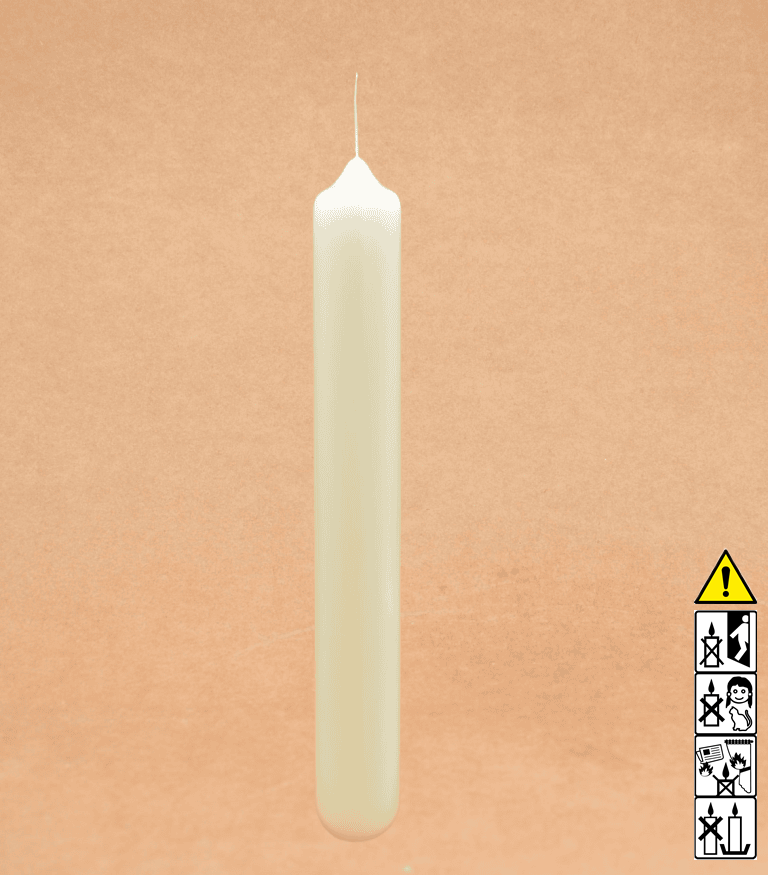 Kerzenrohling Altarkerze Spitzkopfkerze 400 x 50 mm Ceresin / elfenbein