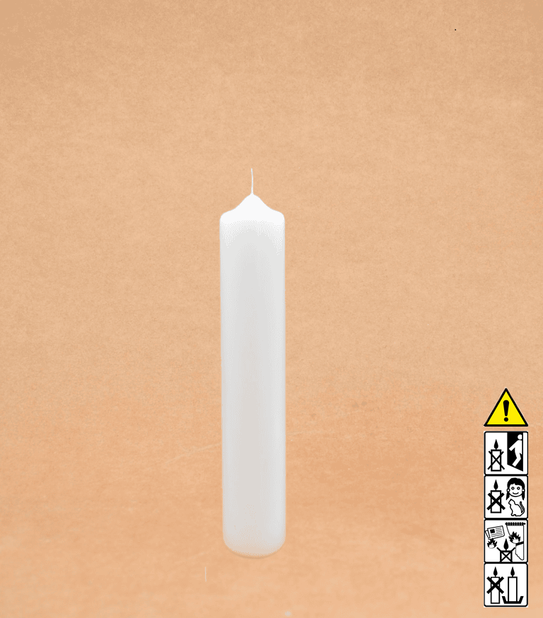 Kerzenrohling Altarkerze Spitzkopfkerze 300 x 50 mm ceresin / getaucht weiss