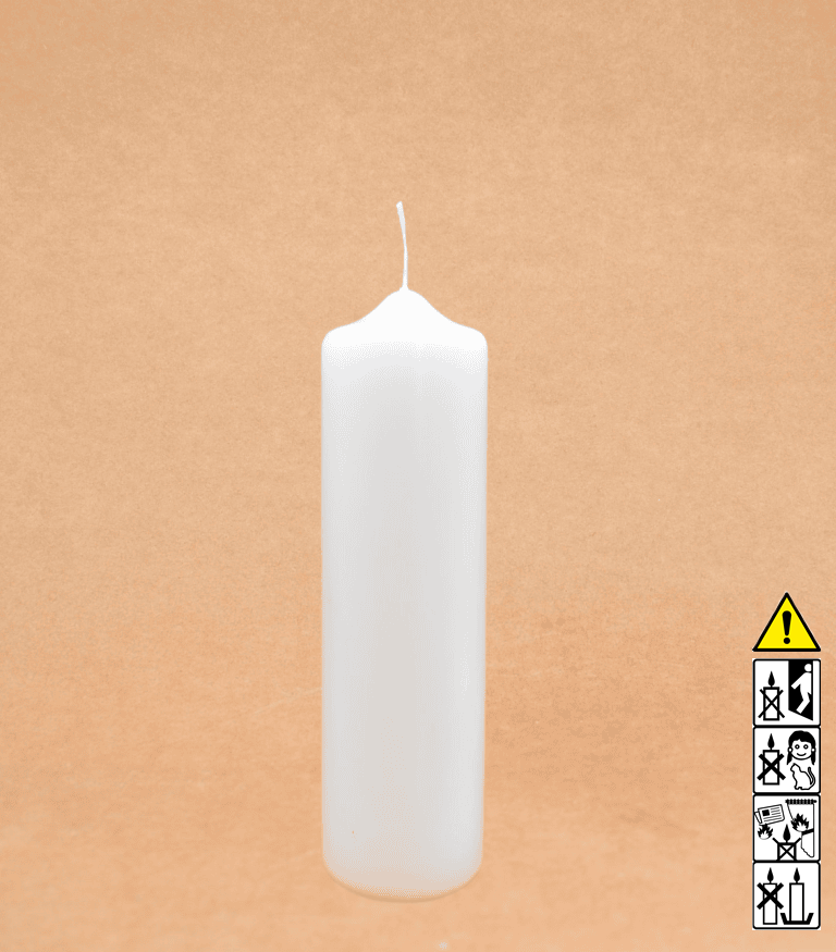 Kerzenrohling Spitzkopfkerze 250 x 60 mm getaucht weiß