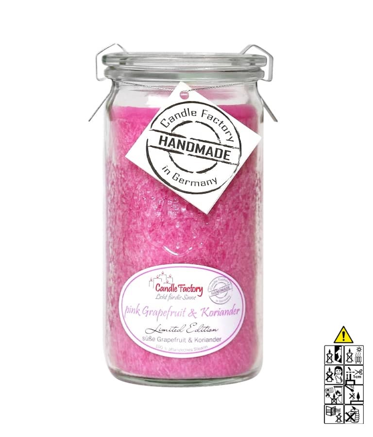 Hochwertige Duftkerze von Candle Factory Pink Grapefruit & Koriander Mini Jumbo im Glas g?nstig in Kerzen Online Shop kaufen. Duftkerzen im Glas. Geschenkidee Pink Grapefruit & Koriander Mini Jumbo im Glas 