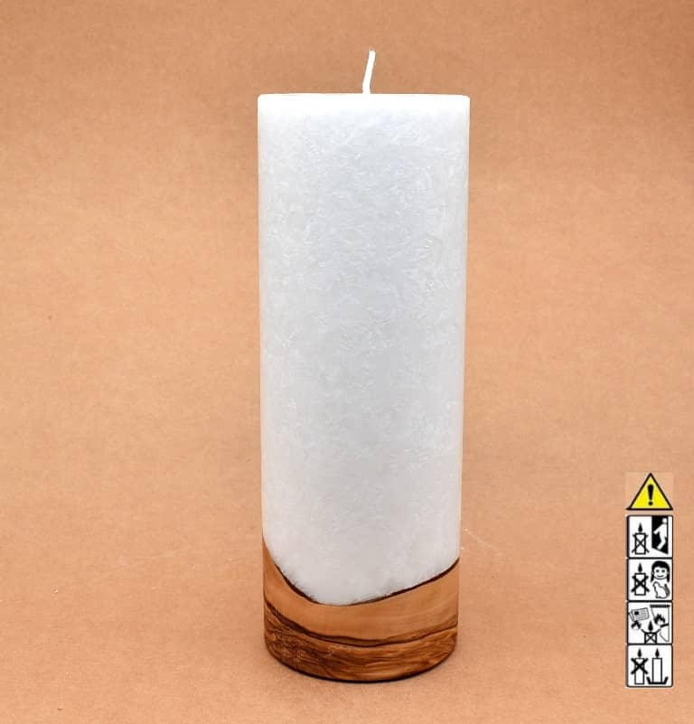 Kerze mit Holzelement, Individuelle, persönliche Hochzeitskerze  Holzkerze, Rund Stearinoptik, Hochzeitskerze mit Teelicht im Kerzen online Shop für Hochzeiten bestellen, günstig kaufen.