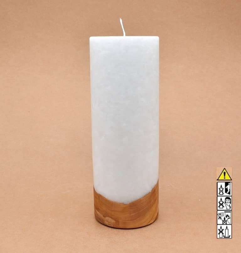 Kerze mit Holzelement, Individuelle, persönliche Hochzeitskerze  Holzkerze, Rund Stearinoptik, Hochzeitskerze mit Teelicht im Kerzen online Shop für Hochzeiten bestellen, günstig kaufen.