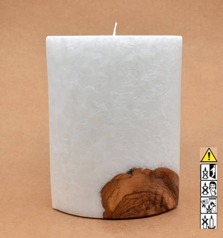 Kerze mit Holzelement, Individuelle, persönliche Hochzeitskerze  Holzkerze, Rund Stearinoptik, Hochzeitskerze mit Teelicht im Kerzen online Shop für Hochzeiten bestellen, günstig kaufen.