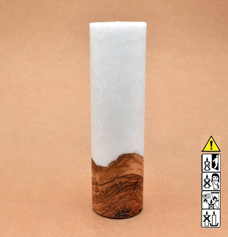 Kerze mit Holz Unikat Rund 70 x 250 mm mit Teelicht Nr.: 4