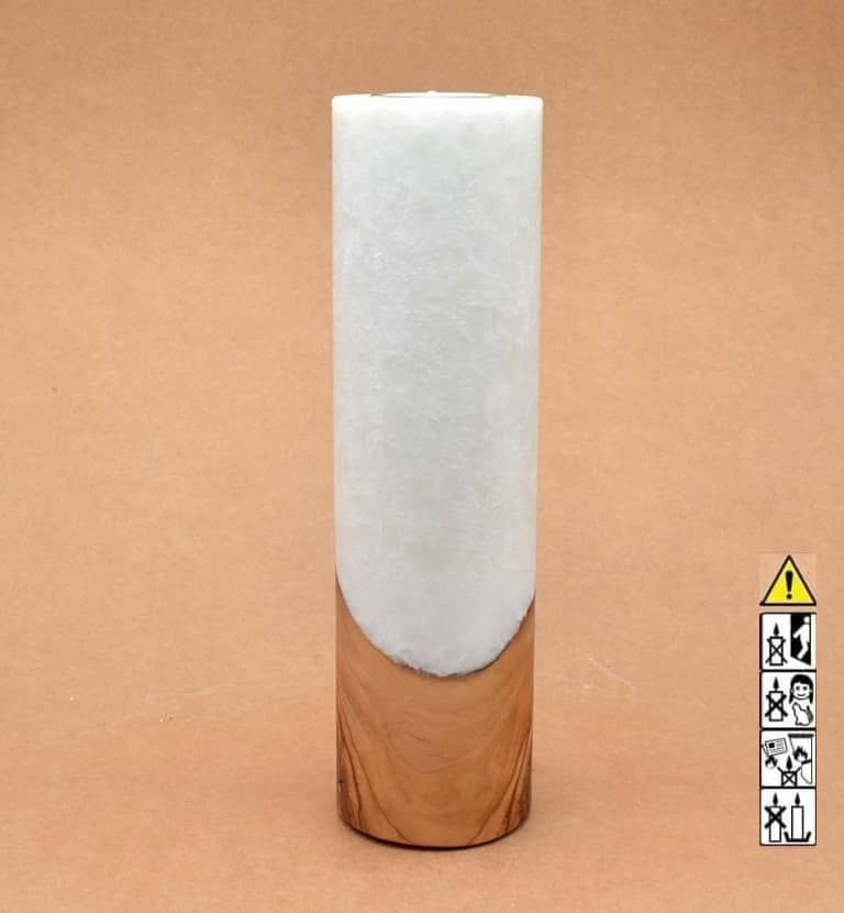 Kerze mit Holz Unikat Rund 70 x 250 mm mit Teelicht Nr.: 4