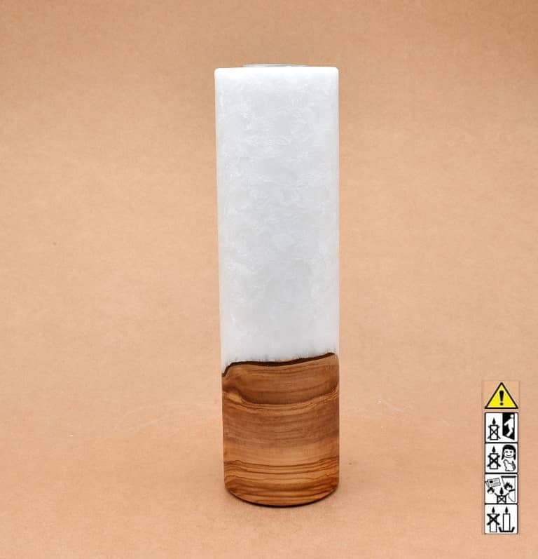 Kerze mit Holz Unikat Rund 70 x 250 mm mit Teelicht Nr.: 4