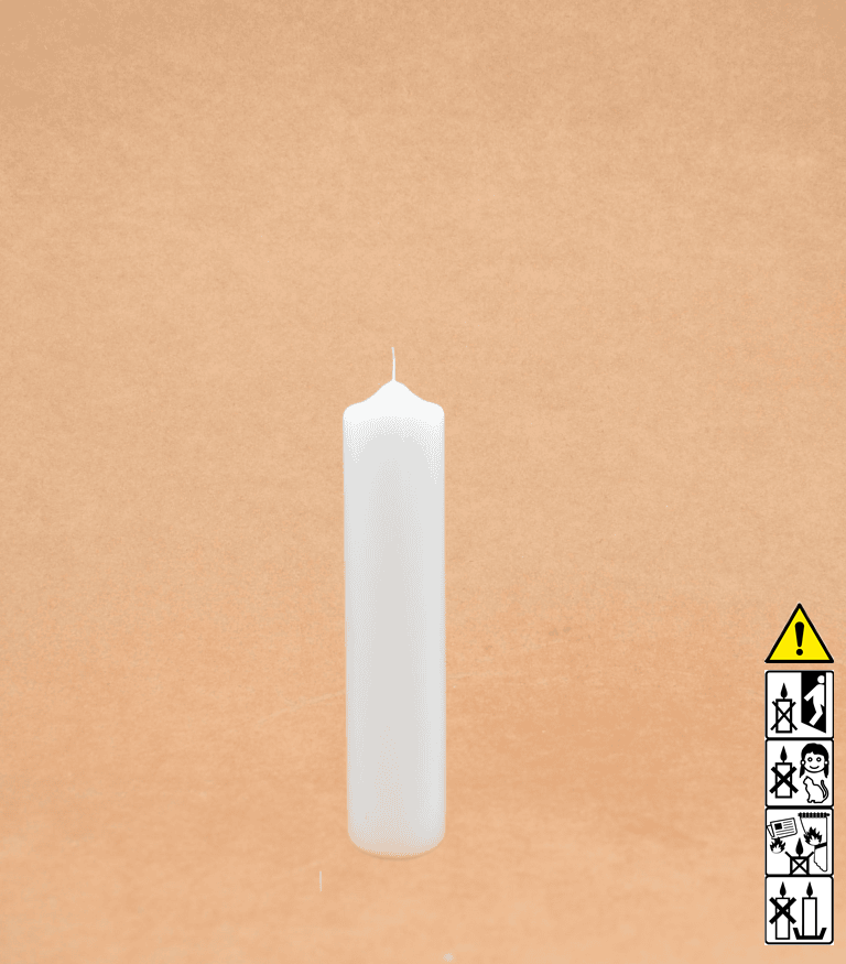 Kerzenrohling Altarkerze Spitzkopfkerze 250 x 40 mm getaucht weiß