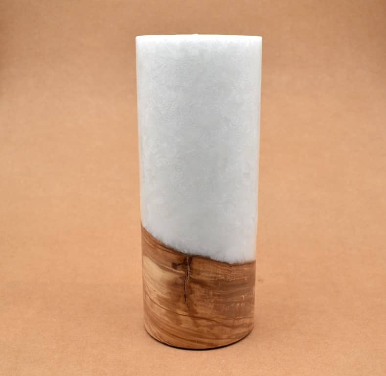 Kerze mit Holz Unikat Rund 100 x 250 mm mit Teelicht Nr.: 3