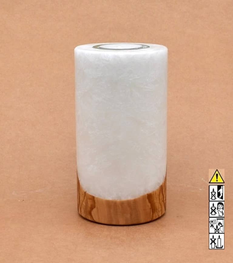Kerze mit Holz Unikat Rund 80 x 150 mm mit Teelicht Nr.: 11