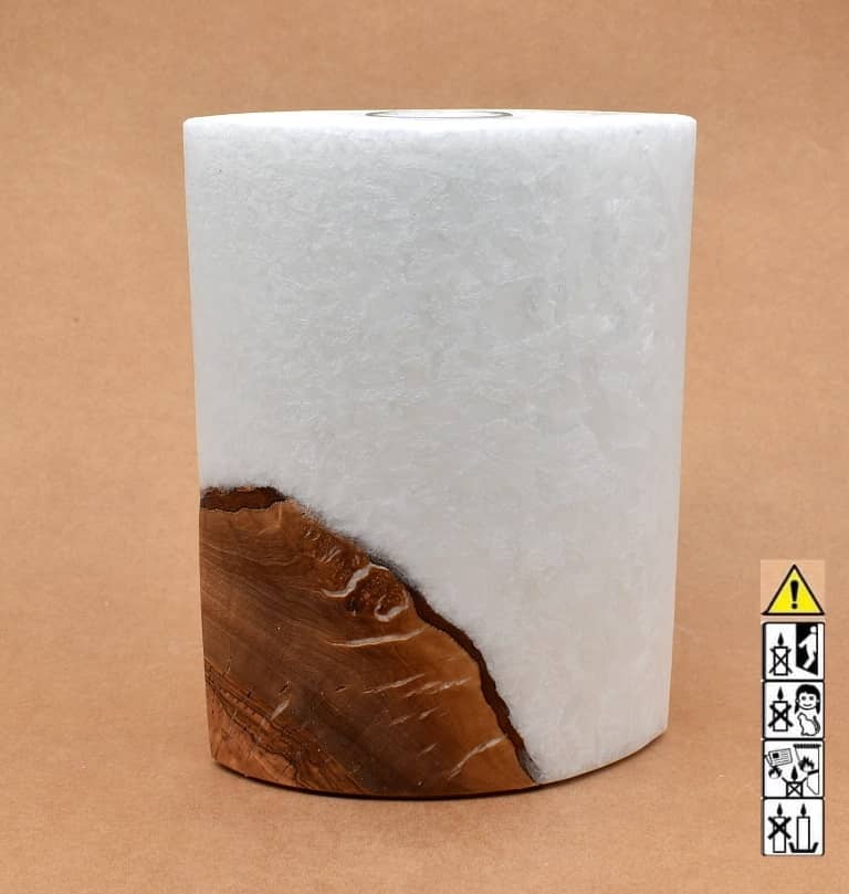 Kerze mit Holzelement, Individuelle, persönliche Hochzeitskerze  Holzkerze, Rund Stearinoptik, Hochzeitskerze mit Teelicht im Kerzen online Shop für Hochzeiten bestellen, günstig kaufen.