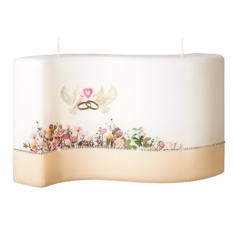 Individuelle Hochzeitskerze mit Blumen Welle hell Hochwertige individuelle Hochzeitskerze mit Blumen Welle hell