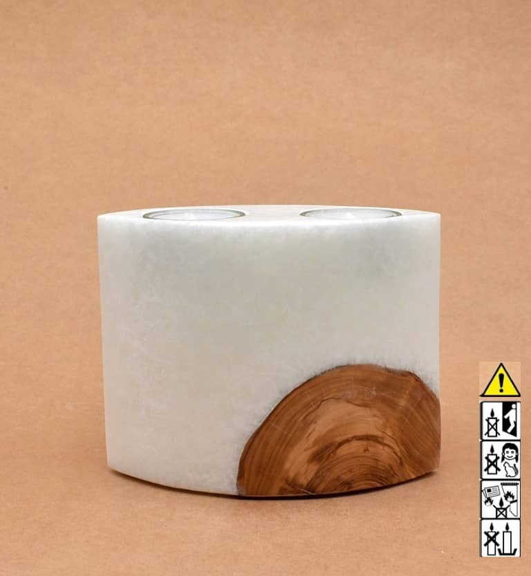 Hochzeitskerze, Kerze mit Holzeinsatz, Teelicht rund, Stearin, im Kerzen online Shop für Hochzeiten bestellen, günstig kaufen.