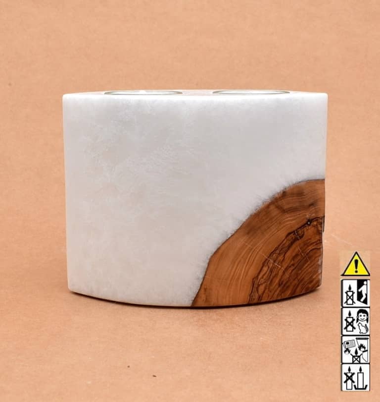 Hochzeitskerze, Kerze mit Holzeinsatz, Teelicht rund, Stearin, im Kerzen online Shop für Hochzeiten bestellen, günstig kaufen.