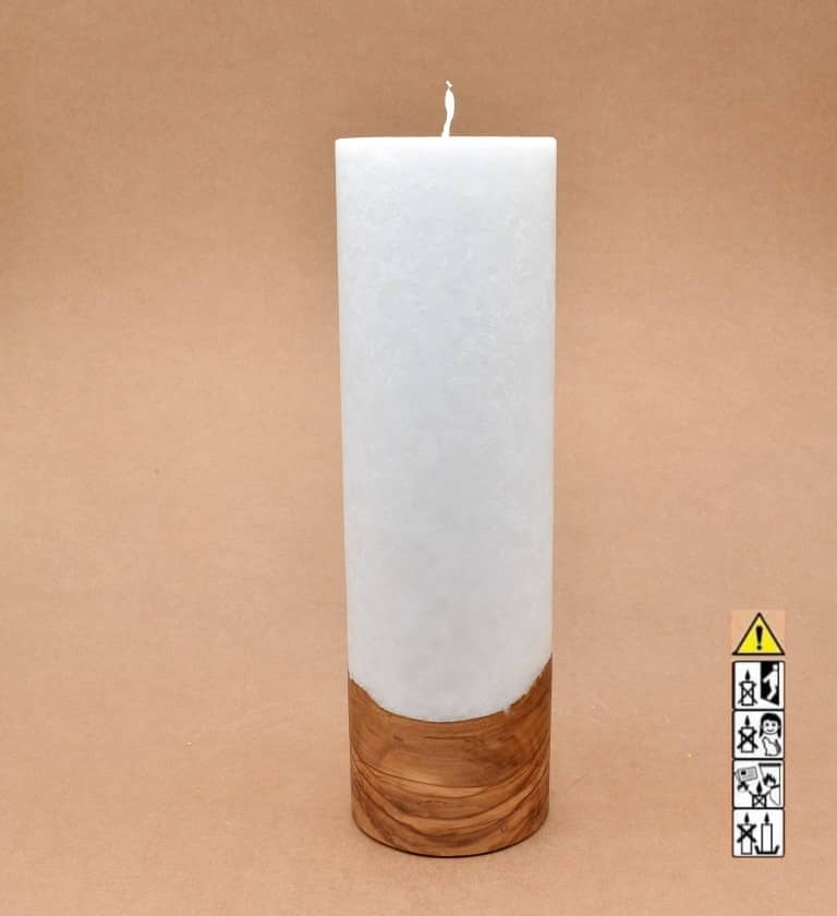 Kerze mit Holzelement, Individuelle, persönliche Hochzeitskerze  Holzkerze, Rund Stearinoptik, Hochzeitskerze mit Teelicht im Kerzen online Shop für Hochzeiten bestellen, günstig kaufen.