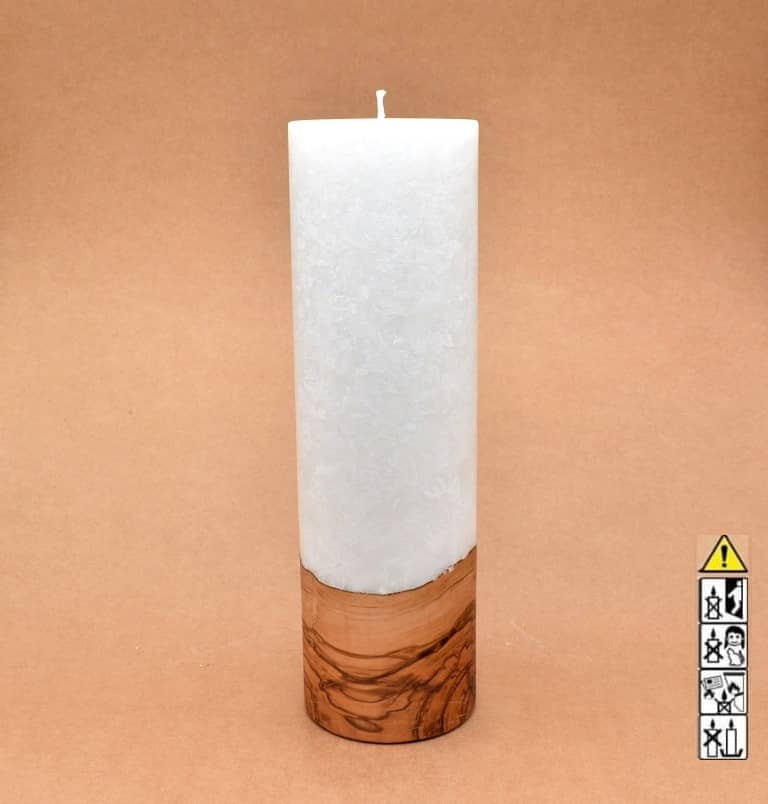 Kerze mit Holzelement, Individuelle, persönliche Hochzeitskerze  Holzkerze, Rund Stearinoptik, Hochzeitskerze mit Teelicht im Kerzen online Shop für Hochzeiten bestellen, günstig kaufen.