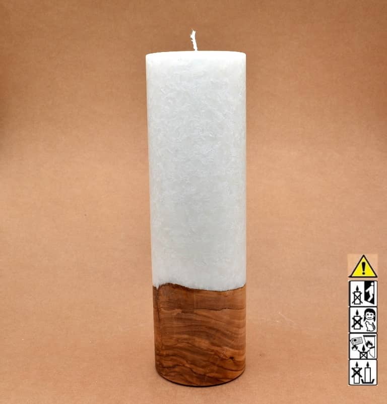 Kerze mit Holzelement, Individuelle, persönliche Hochzeitskerze  Holzkerze, Rund Stearinoptik, Hochzeitskerze mit Teelicht im Kerzen online Shop für Hochzeiten bestellen, günstig kaufen.